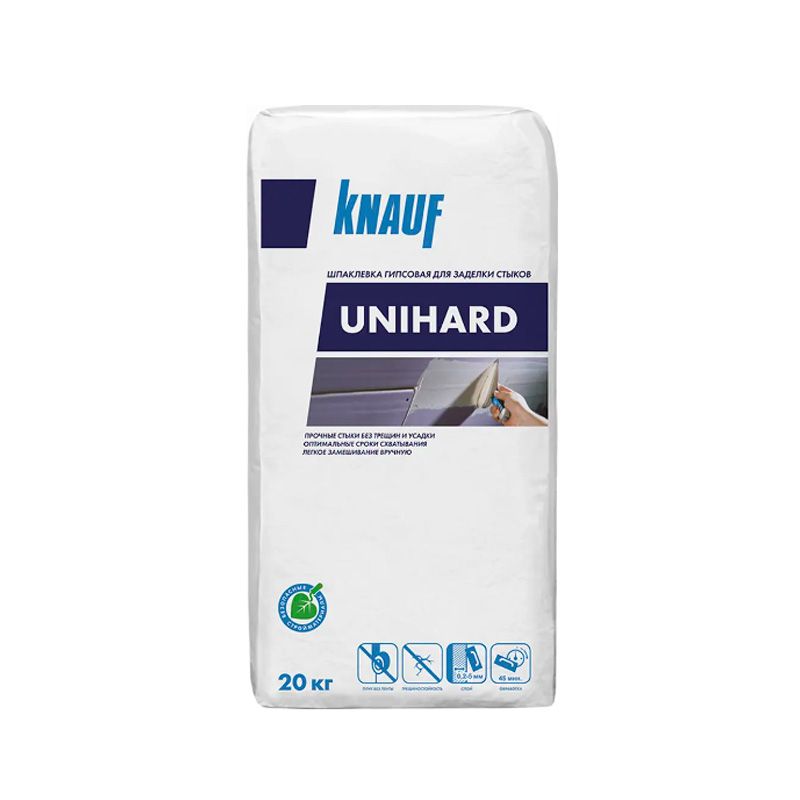 Шпаклёвка гипсовая для заделки швов и стыков КНАУФ Унихард 20 кг