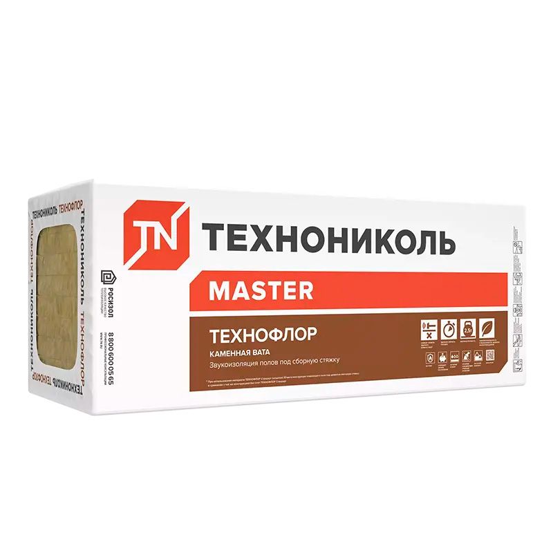 Утеплитель ТехноНИКОЛЬ Технофлор Стандарт плита 110 30 мм 1200х600 мм минеральный (базальтовый)