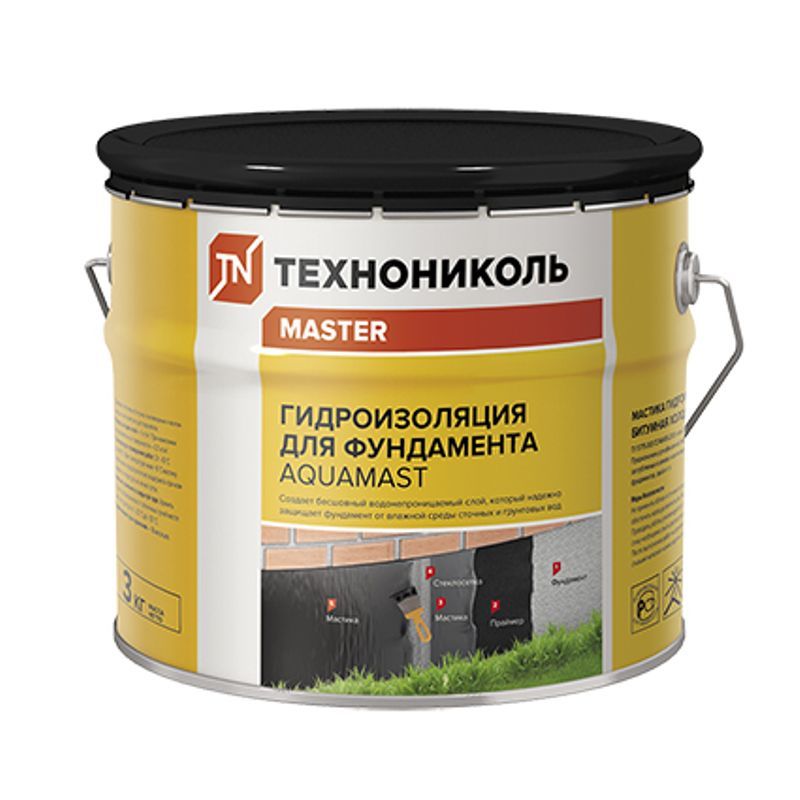 Мастика AquaMast битумная фундаментная 3 кг Технониколь