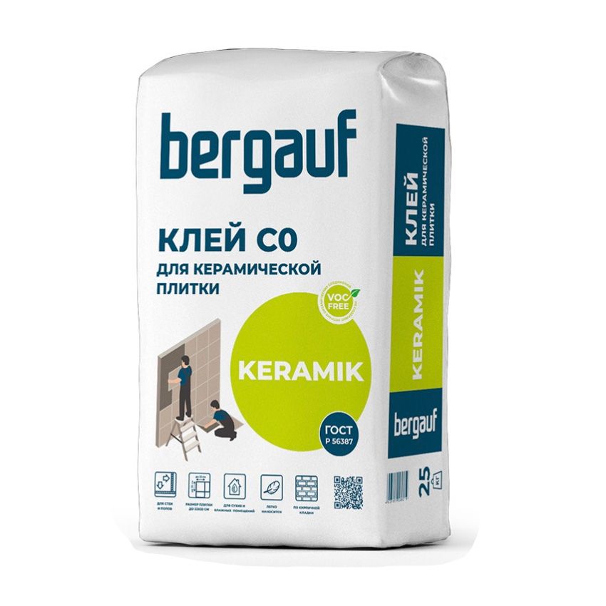 Клей для керамической плитки BERGAUF Keramik C0 25 кг