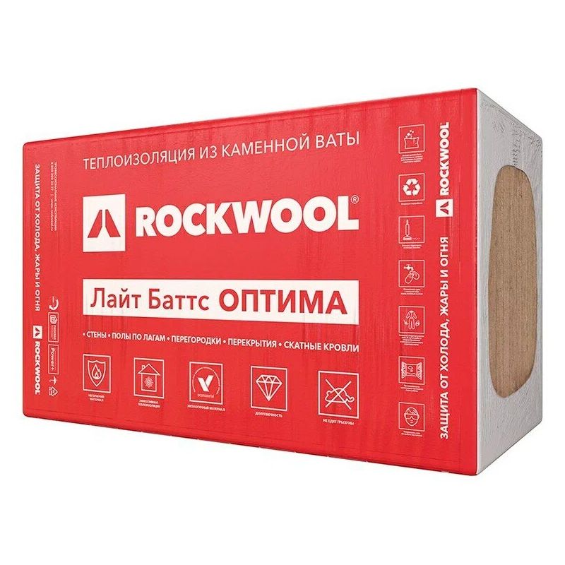 Утеплитель Rockwool Лайт Баттс Оптима базальтовая плита 1000х600х50мм