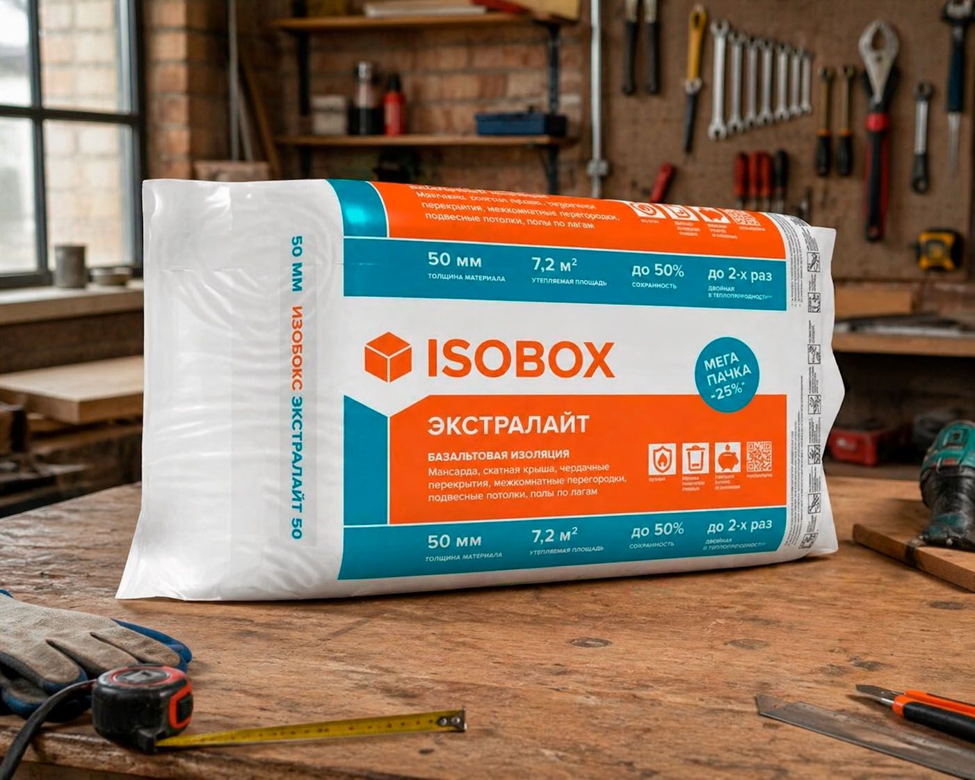 Утеплитель ISOBOX Экстралайт 35 базальтовая плита 1200х600х50мм 12 шт