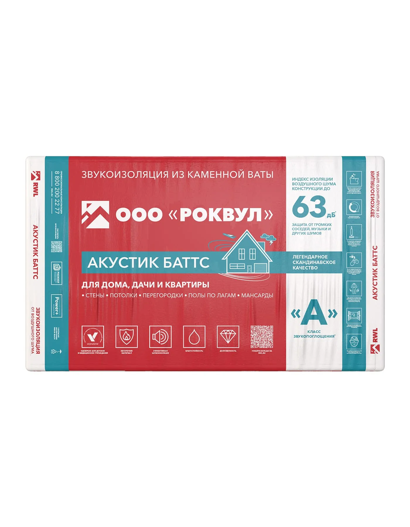 Утеплитель Rockwool Акустик Баттс базальтовая плита 1000х600х50мм