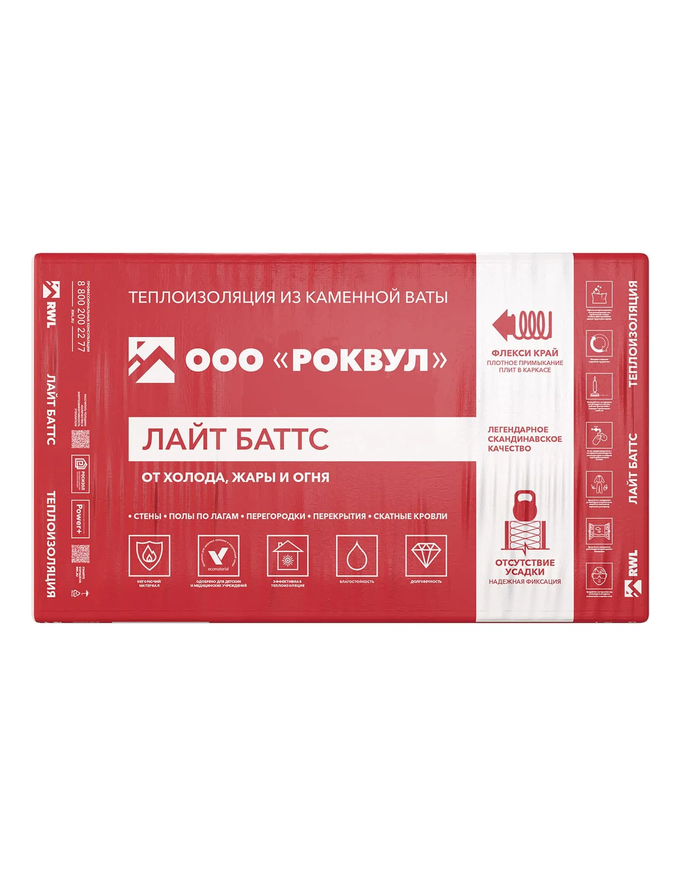 Утеплитель Rockwool Лайт Баттс базальтовая плита 1000х600х100мм