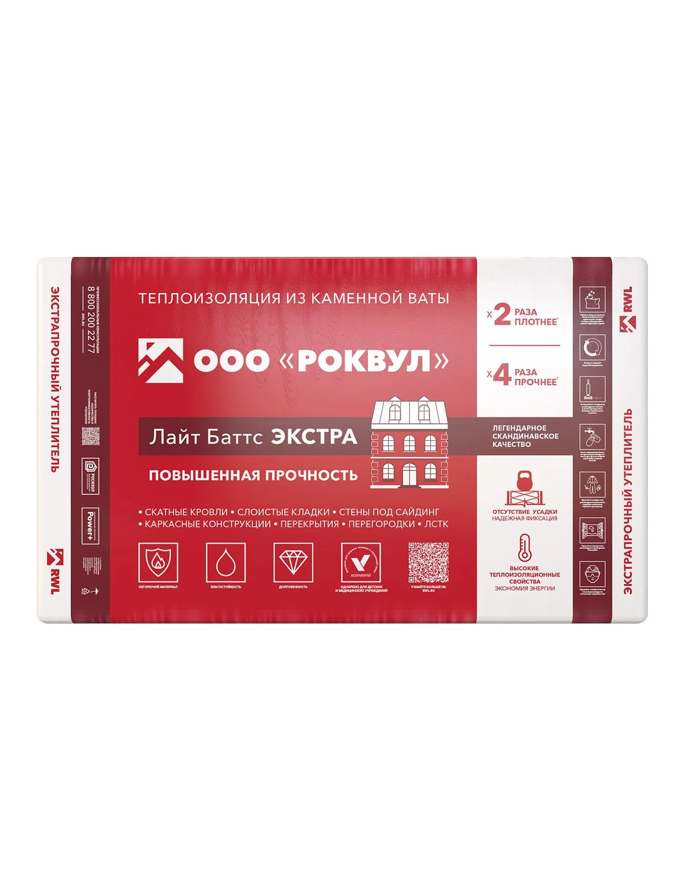 Утеплитель Rockwool Лайт Баттс Экстра базальтовая плита 1000х600х100мм