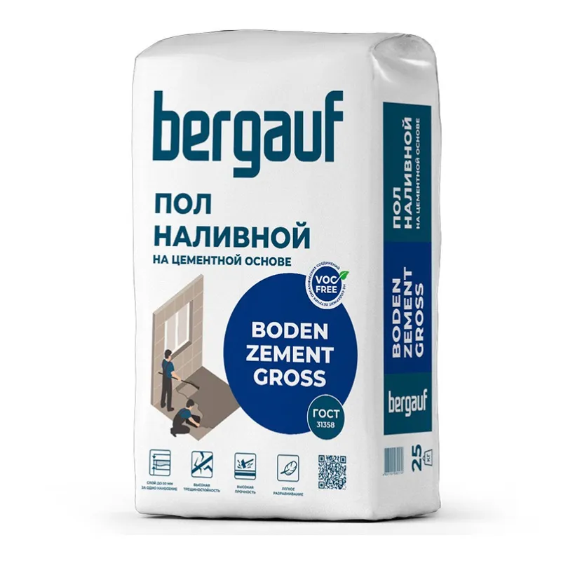 Пол наливной цементный BERGAUF Boden Zement Gross 25 кг