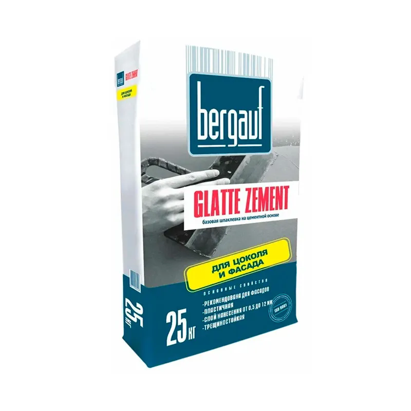 Шпаклёвка цементная базовая BERGAUF Glatte Zement 25 кг