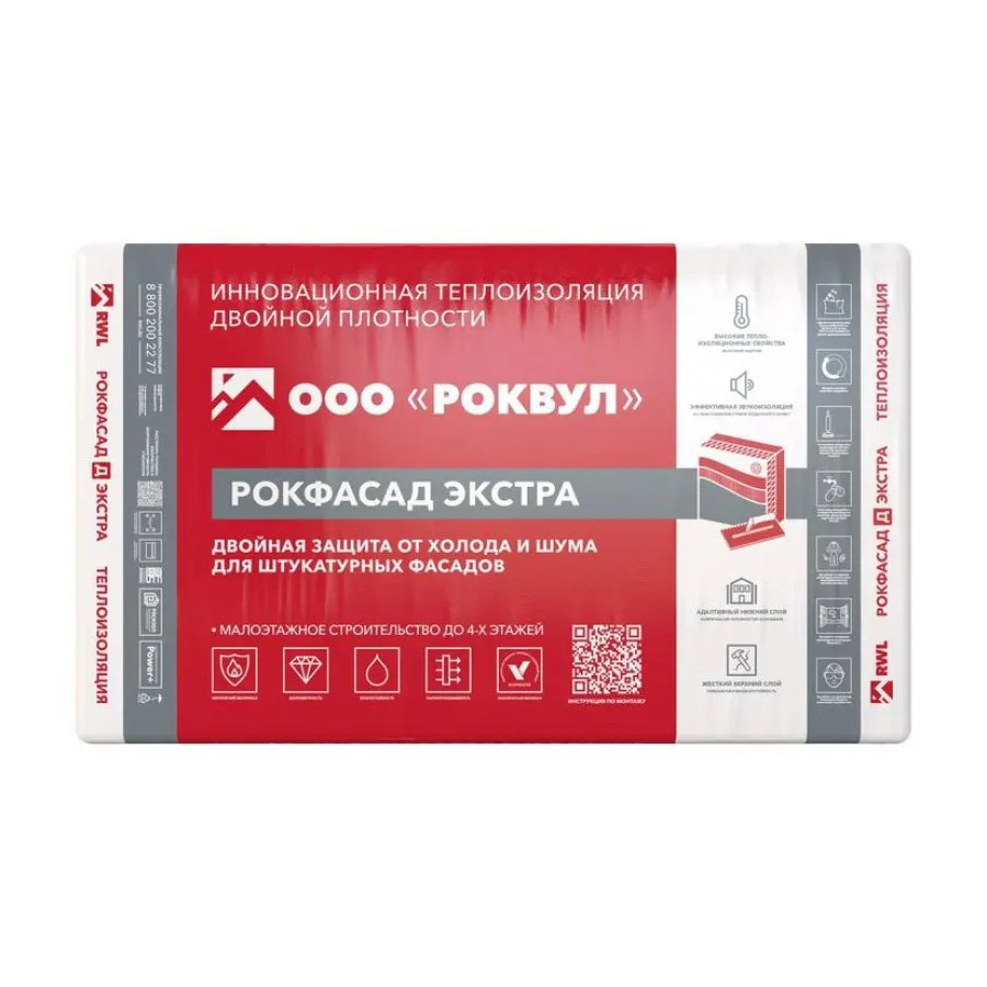 Утеплитель Rockwool Рокфасад Д Экстра базальтовая плита 1000х600х150мм